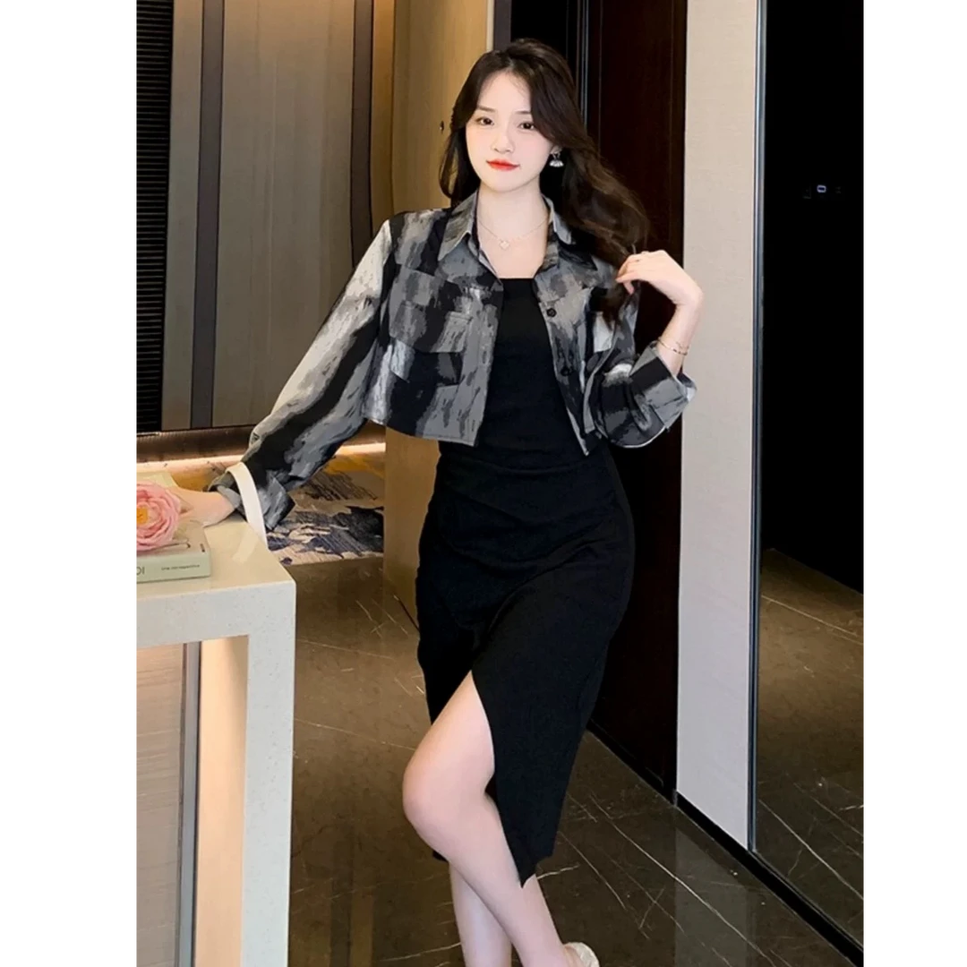 3610大码女装防晒开衫+修身裙子两件套A2253