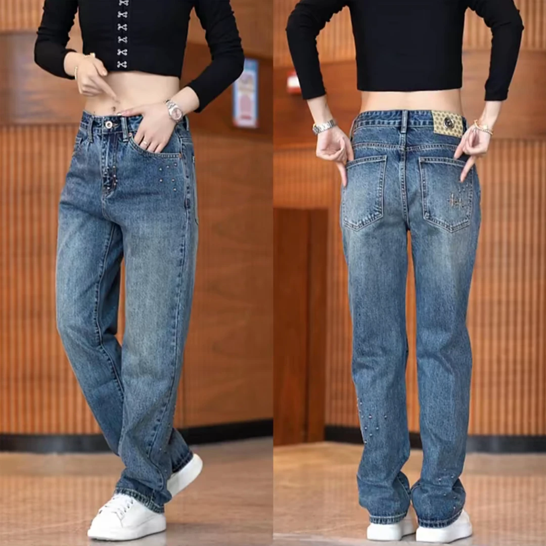 美式复古牛仔裤男新款时尚舒适阔腿长裤高端百搭宽松休闲男裤潮流