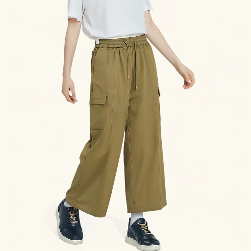 7861-女士刺绣标（橄榄绿）轻薄速干工装裤