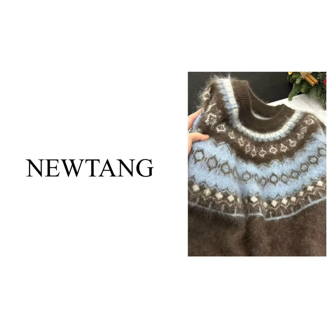 【费尔岛拉绒】1257 100%羊毛拉绒费尔岛高级氛围感提花针织衫上衣