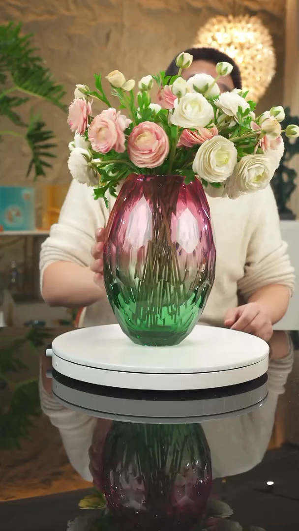 【闪购商品】摆件金红绿切面花瓶