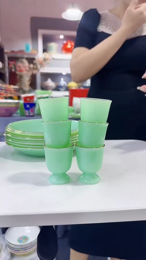 瓷片玉瓷高脚酒杯6只景德镇陶瓷