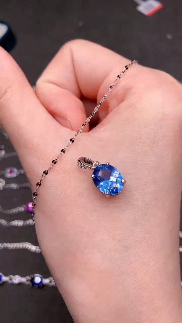 【闪购商品】海蓝宝石颈饰银S925镶嵌.....