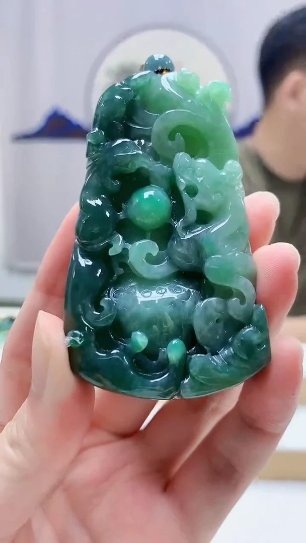 未镶嵌定制翡翠4917zm-毛货挂件16龙凤
