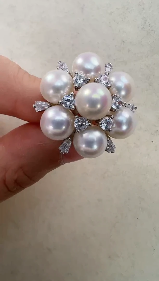 【闪购商品】淡水珍珠胸饰银S925镶嵌七珠吊坠