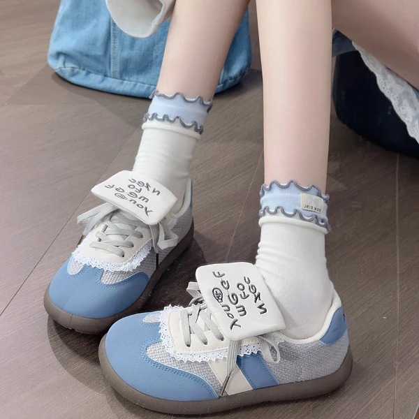 人本鞋爆款德训鞋女款2025春季新款软底运动鞋百搭原创丑萌板鞋子