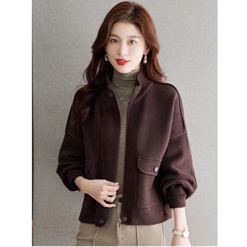 霍文萨列新款秋季立领棒球服女士短外套女春秋款小个子初秋早秋装