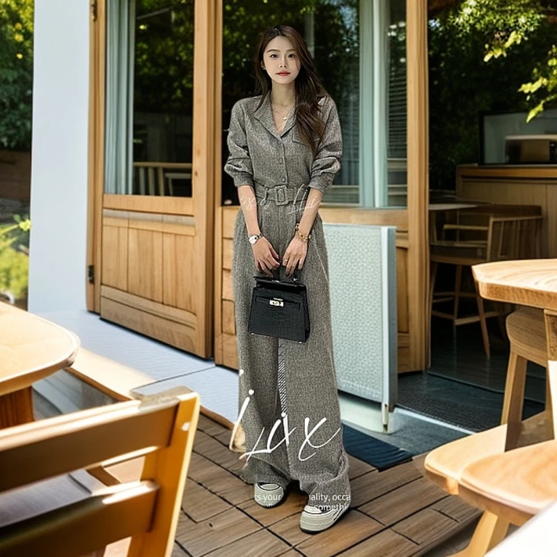 A-春季修身显瘦新款休闲时尚套装高腰显瘦阔腿裤两件套10136