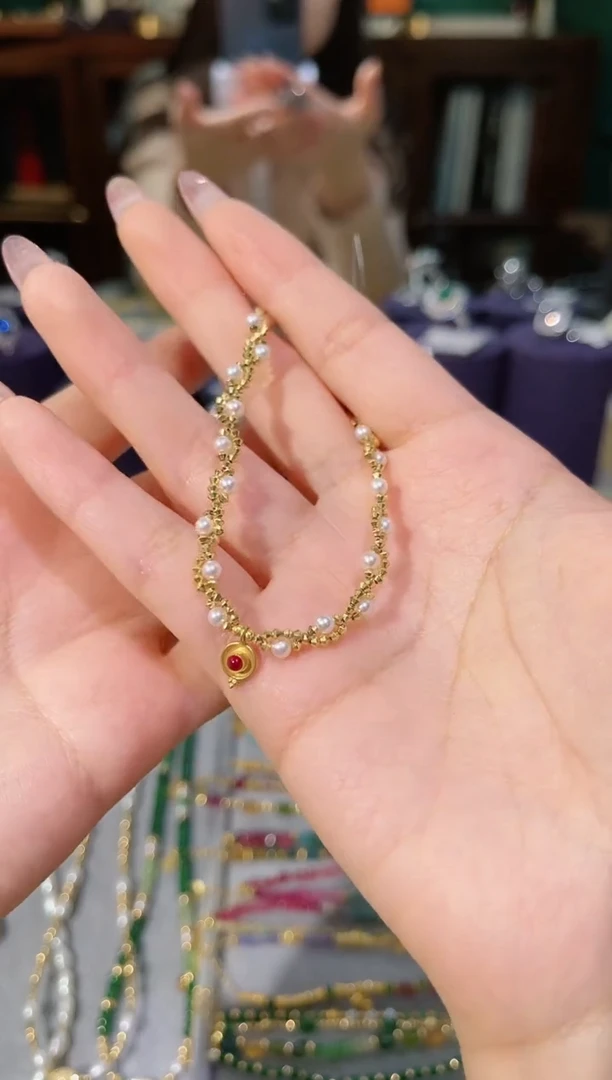 【闪购商品】淡水珍珠手链18K金镶嵌珍珠手链