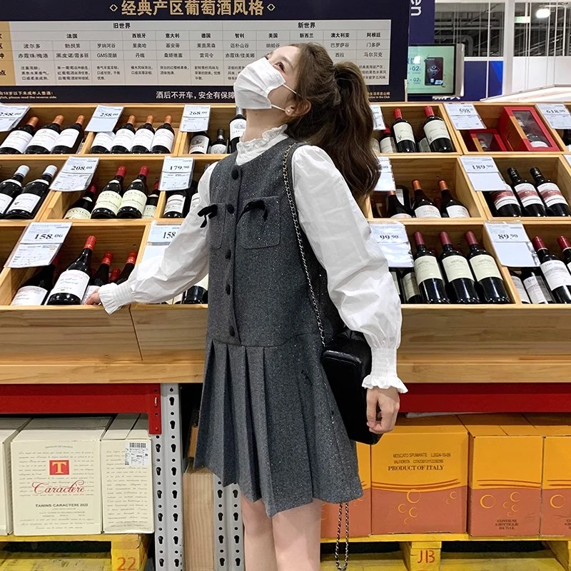 小香风毛呢背心裙套装女2025超火开春穿搭减龄百褶裙子两件套