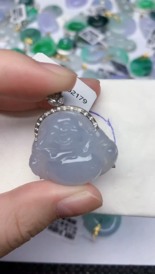 颈饰18K金镶嵌翡翠天然缅甸翡翠a货百元以上9元证书费自理