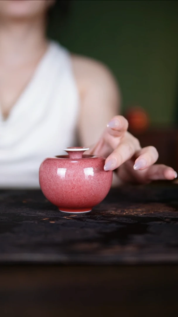 瓶景德镇纯手工陶瓷豇豆红