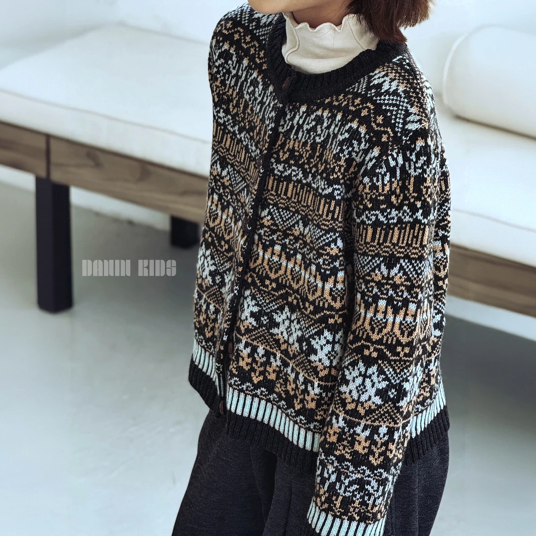 嗒囜【行走的北欧童话】绵羊毛混纺 男女童秋冬装针织毛衣开衫外套