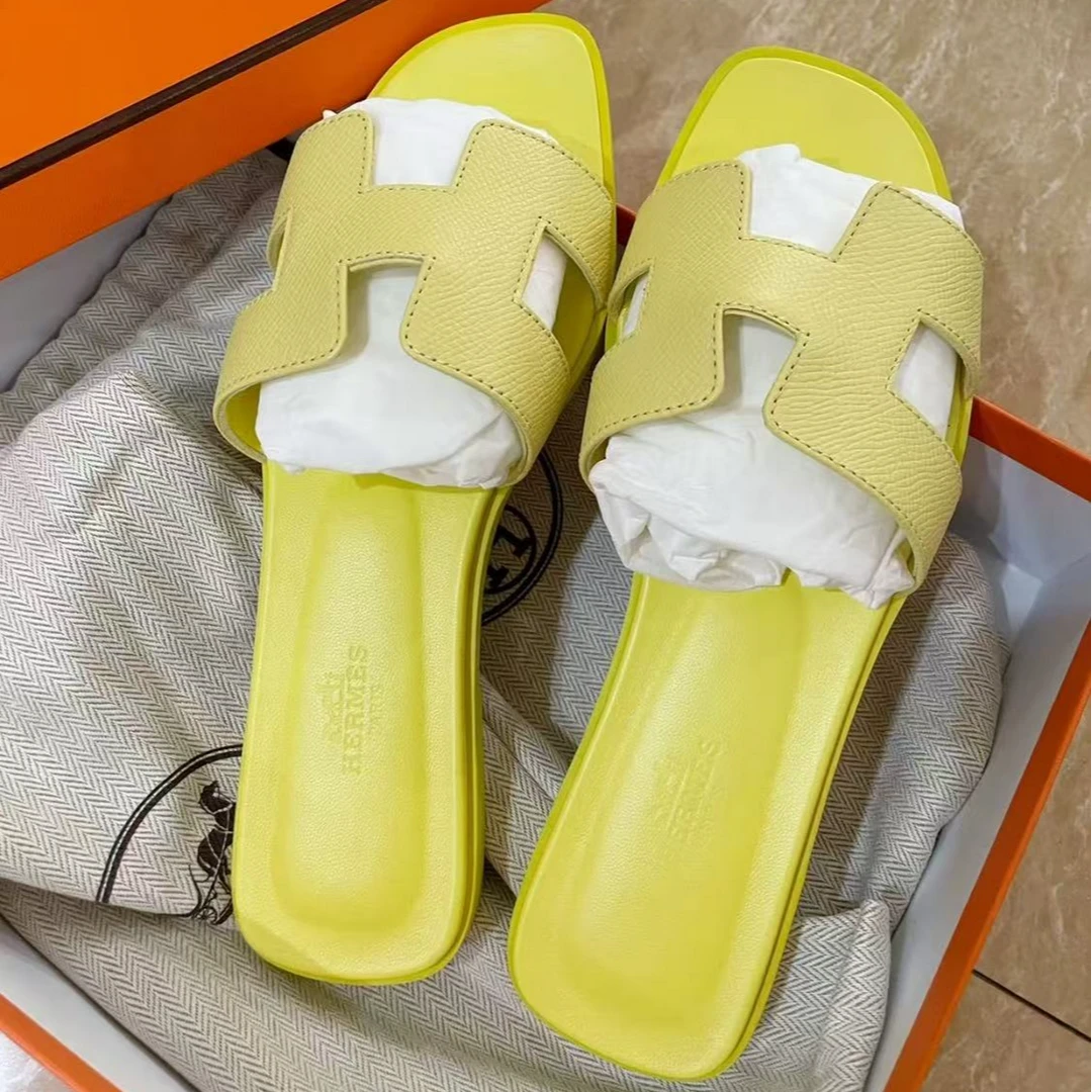 未使用 Hermes/爱马仕 糖果色 黄 H拖 38