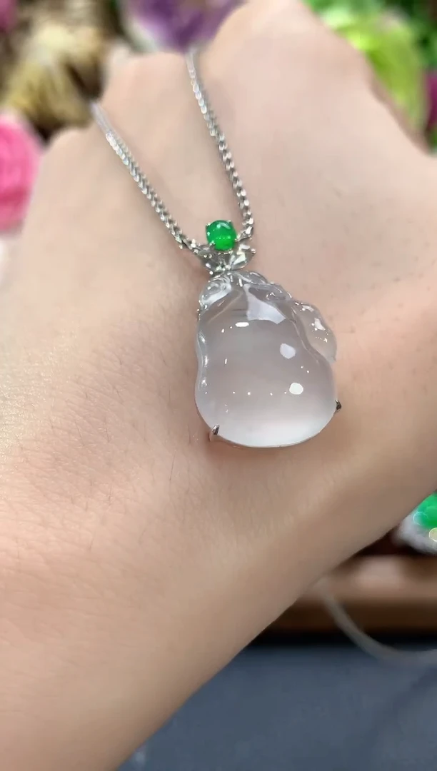 吊坠(不含链)18K金镶嵌翡翠b74