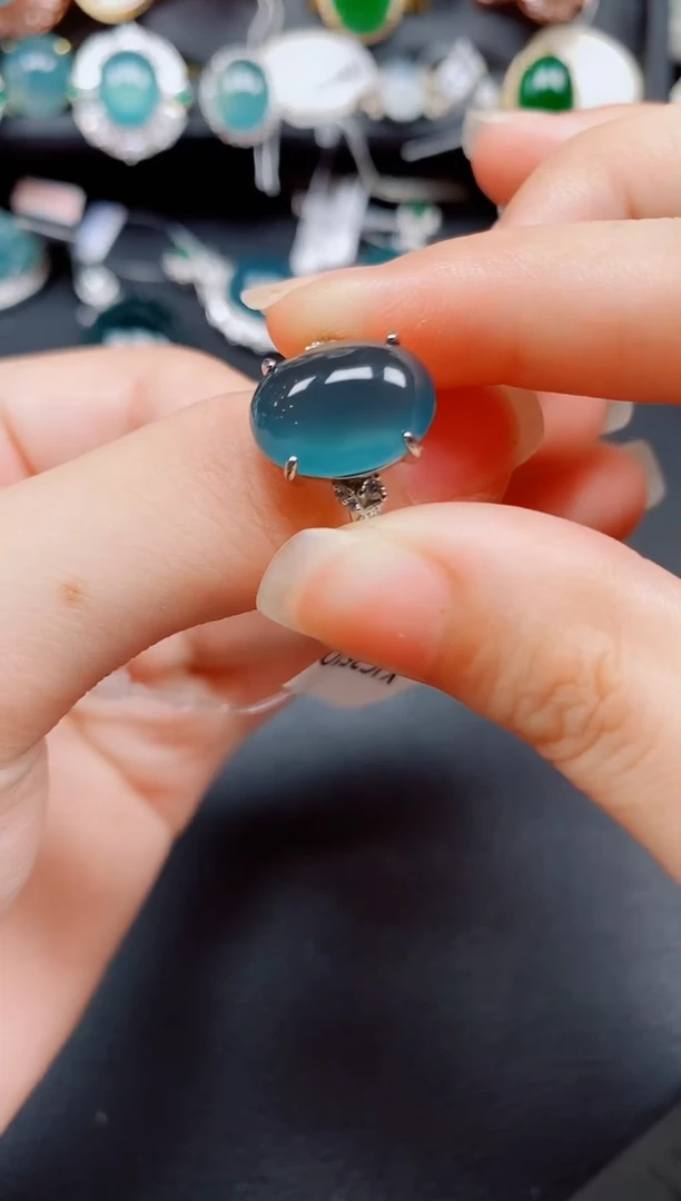 银S925镶嵌戒指翡翠翡翠