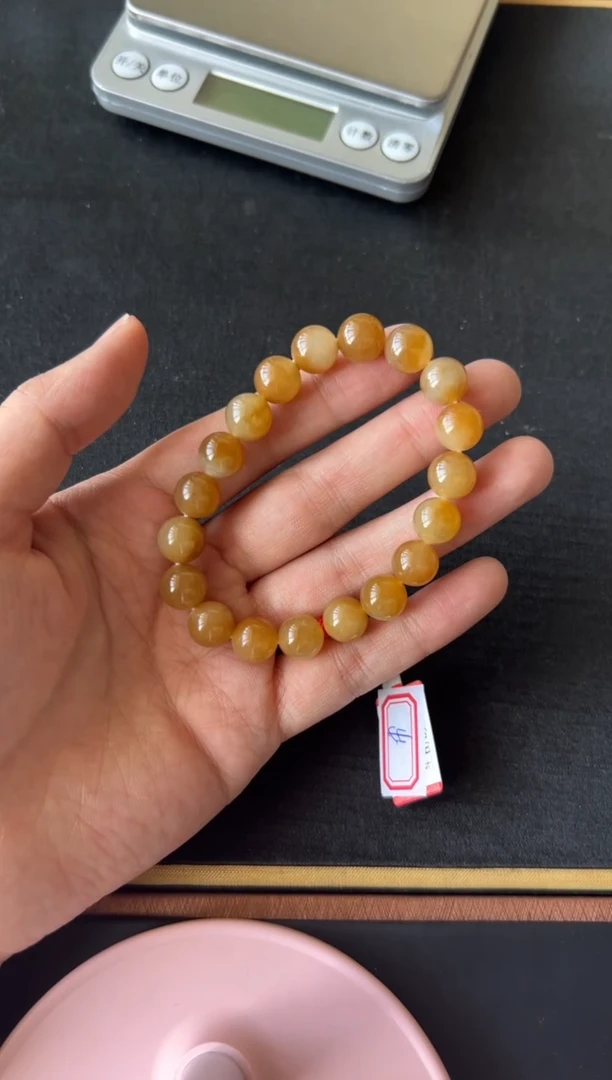 【闪购商品】和田玉手串未镶嵌且末金山微色差卡10