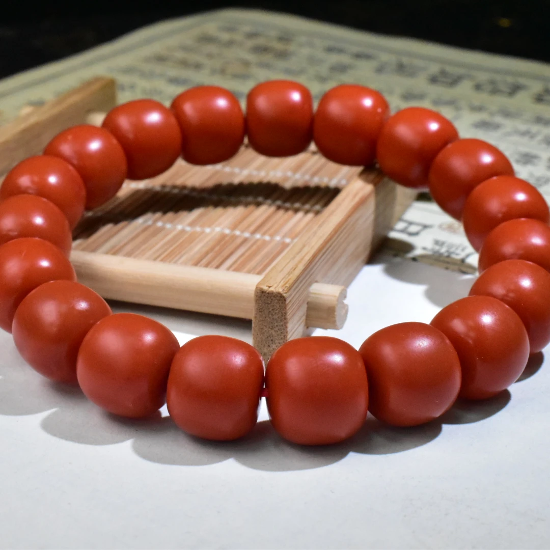 【一九珠宝】收藏卡11mm老南红保山阿东寨老型手串  YJ6969-4