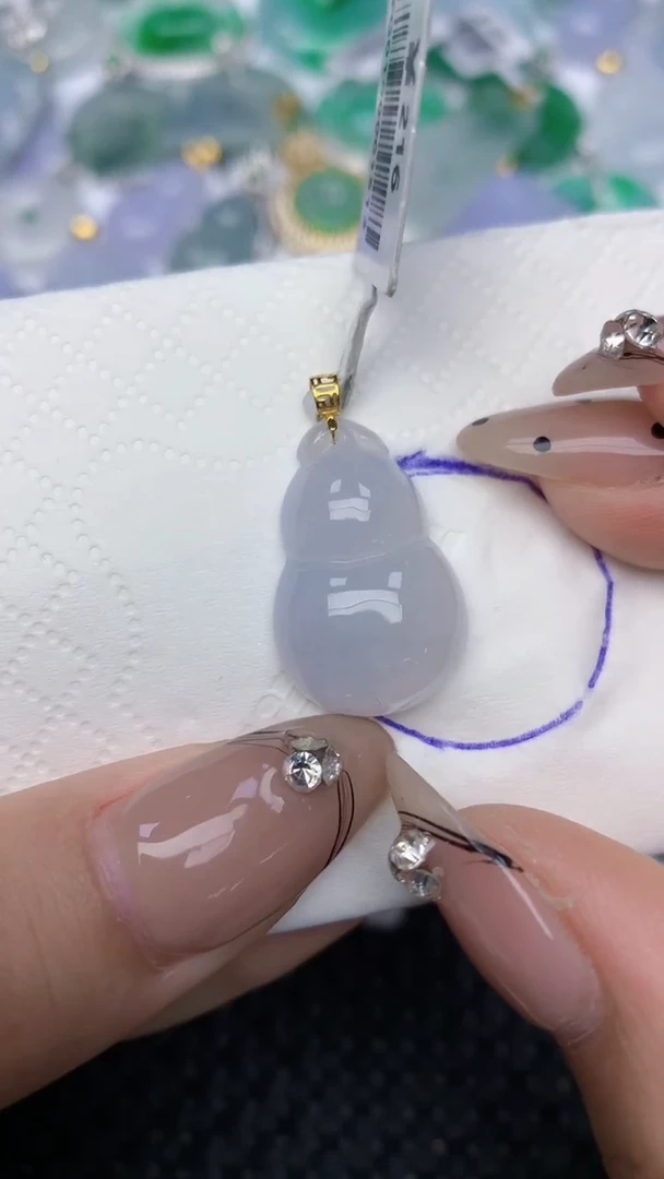 颈饰18K金镶嵌翡翠天然缅甸翡翠a货百元以上9元证书费自理