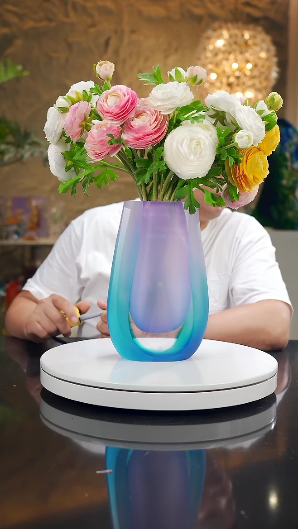 摆件真*福利设计款粉紫蓝花瓶小号