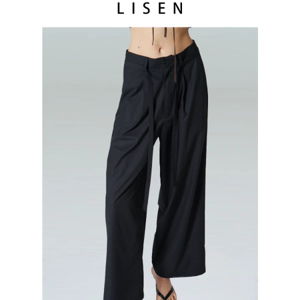 离森细细纤维亲肤垂坠感西装裤夏季抽绳休闲裤舒适薄款舒适面料
