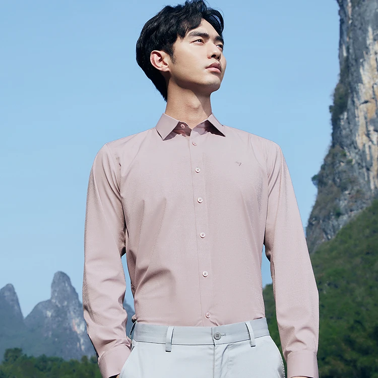 【含莫代尔】柒牌男装暗纹提花长袖衬衫2025秋季新品商务百搭衬衣