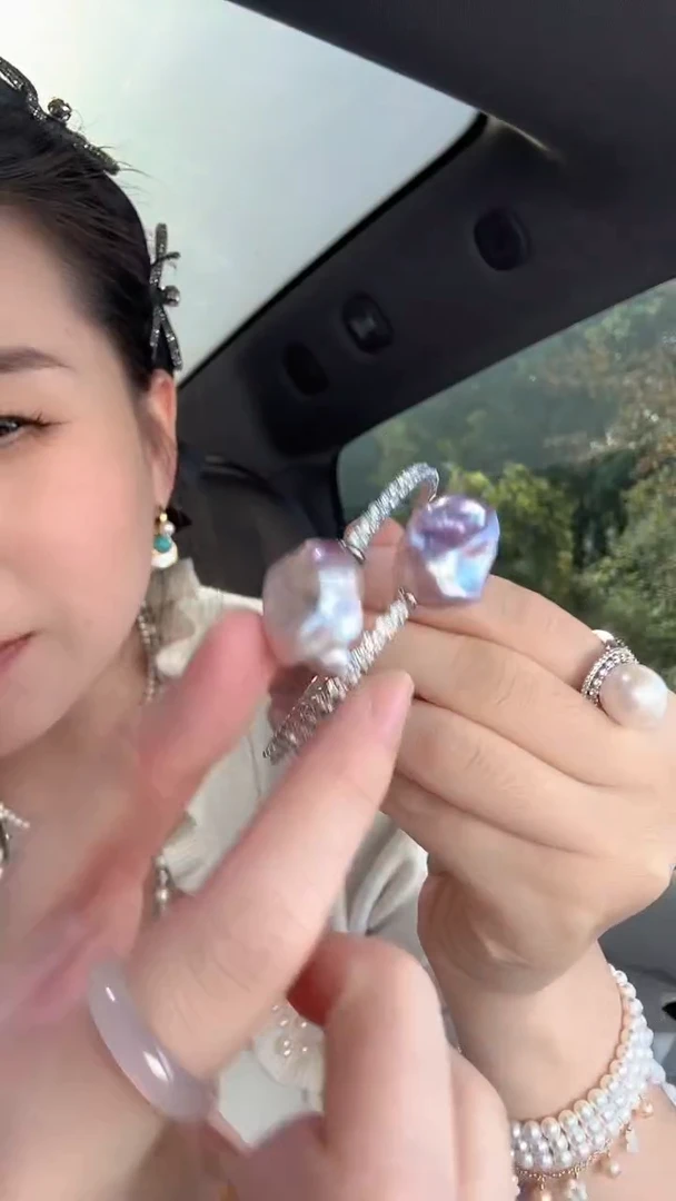 未镶嵌手镯淡水珍珠双珠满钻巴洛克手镯