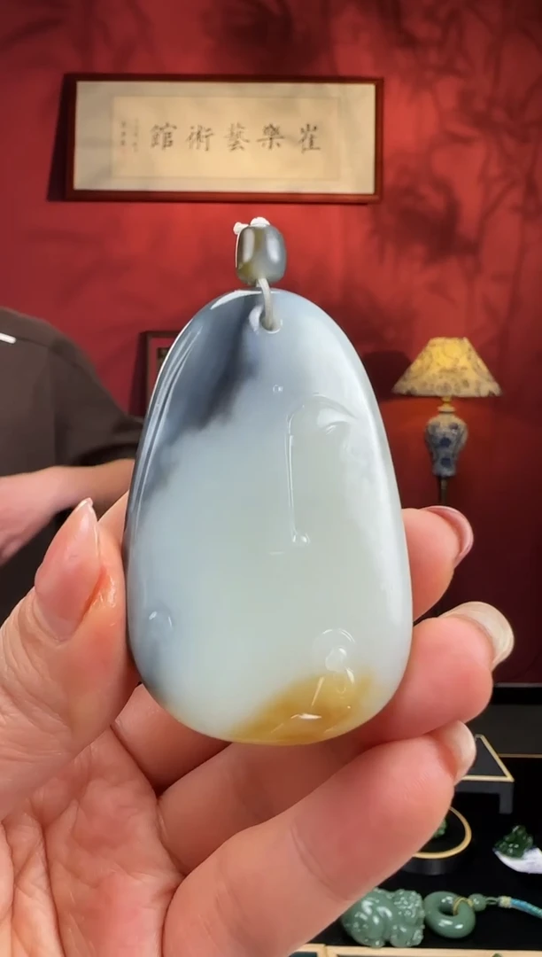 未镶嵌和田玉挂件楼兰三彩悟道牌p21