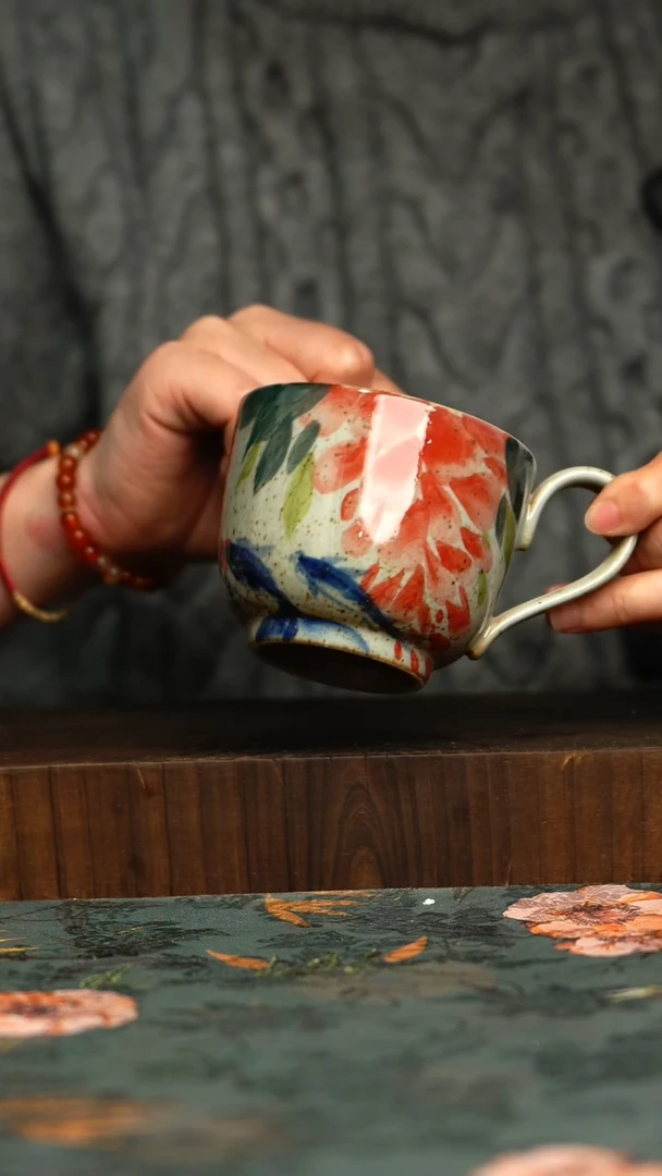 杯釉下彩手工手绘同款陶器