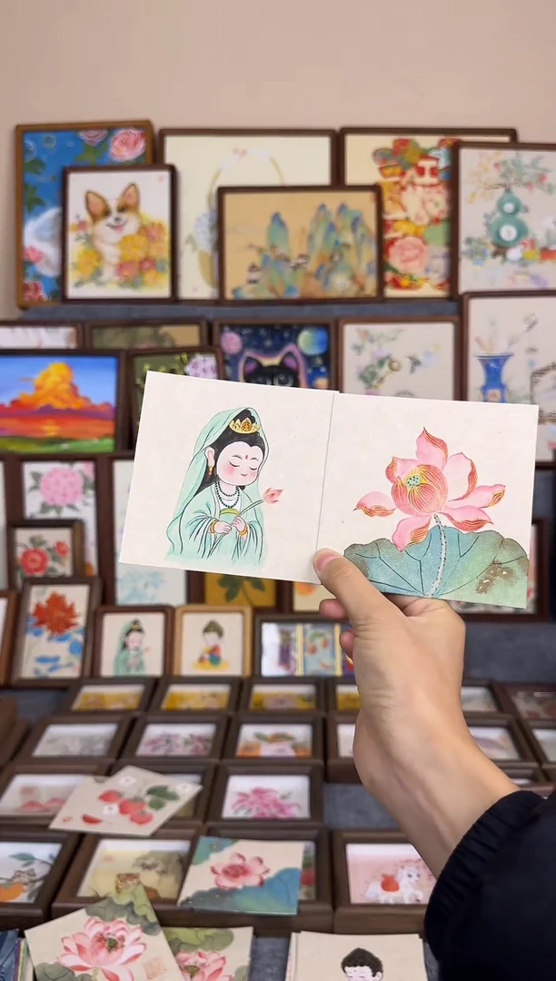 木双层款多**会观音荷花一对