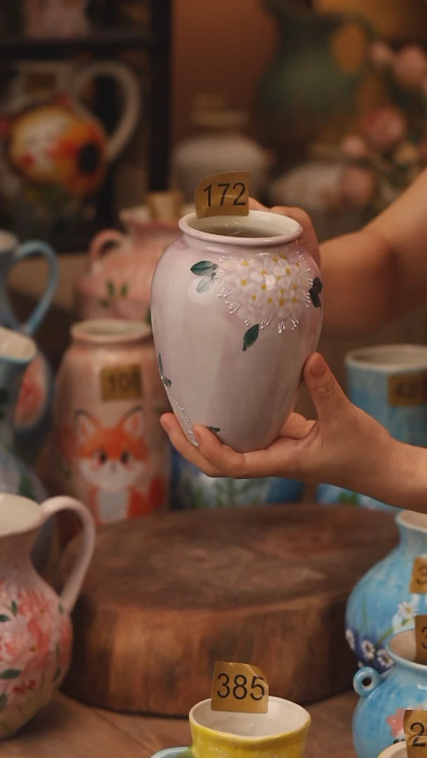 陶瓷172景德镇设计师手作花器摆件侘寂风