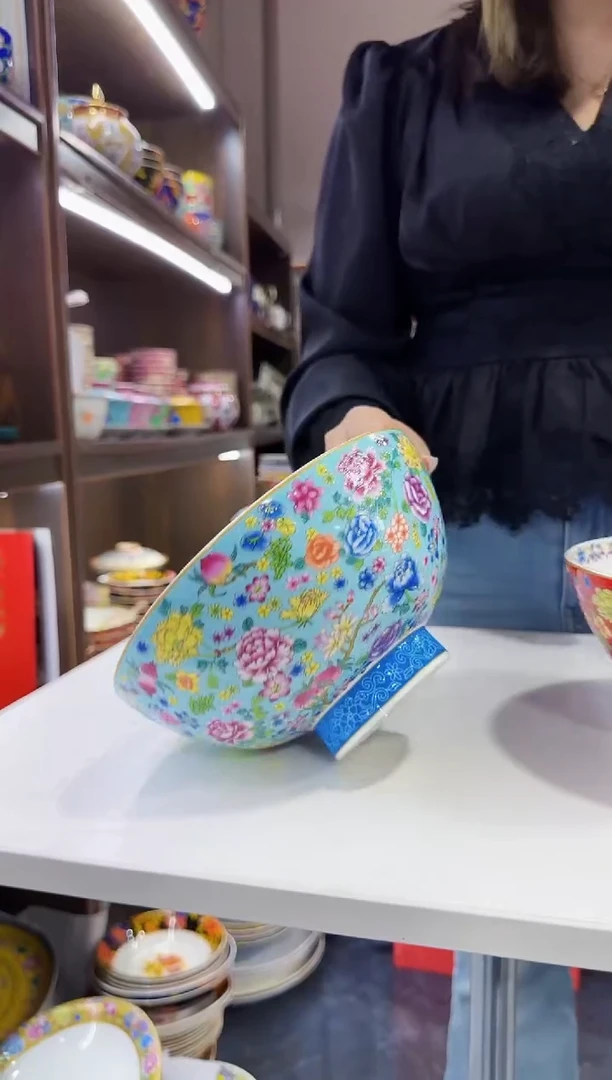 珐琅 8英寸汤碗1个景德镇陶瓷