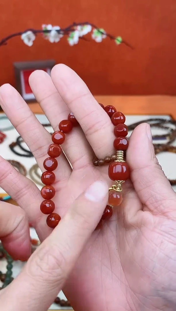 【闪购商品】南红玛瑙手链未镶嵌六方单圈