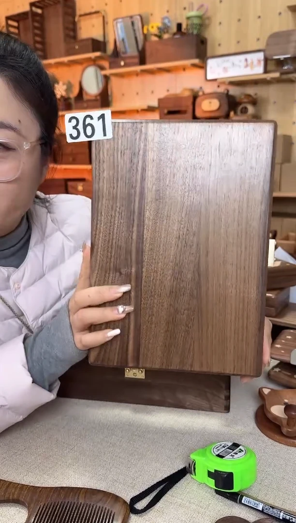 木361北美黑胡桃带锁大号证件盒