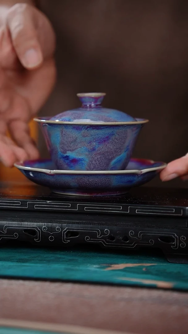 55-3花底元宝三才（七彩丹霞 窑变随机）