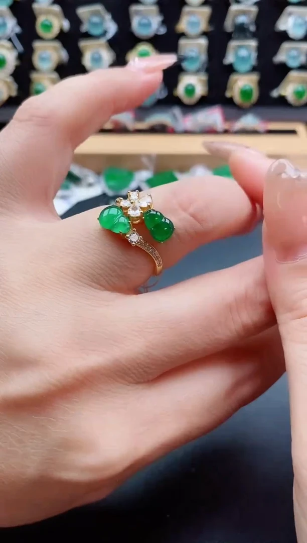 银S925镶嵌戒指翡翠1