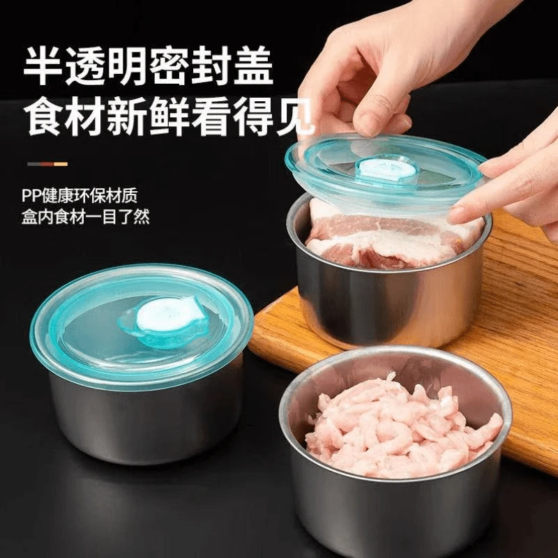 【拍三发四】不锈钢保鲜盒圆形打包盒装汤盒家用带盖碗