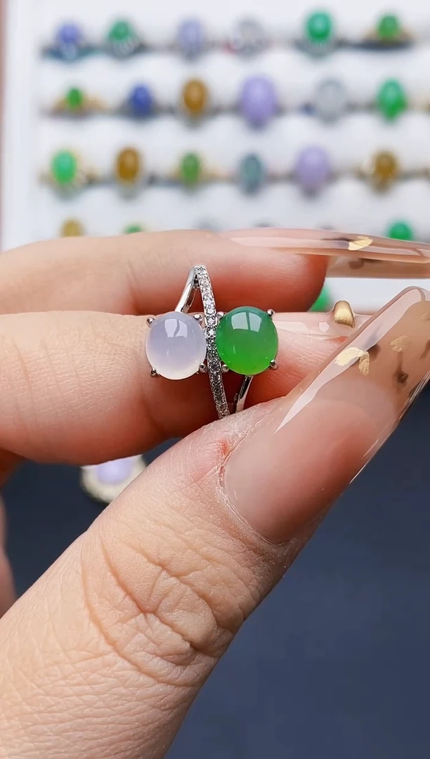 银S925镶嵌戒指翡翠0336