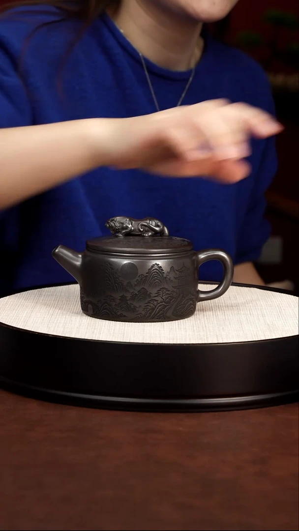 茶壶紫砂石黄 卧虎藏龙