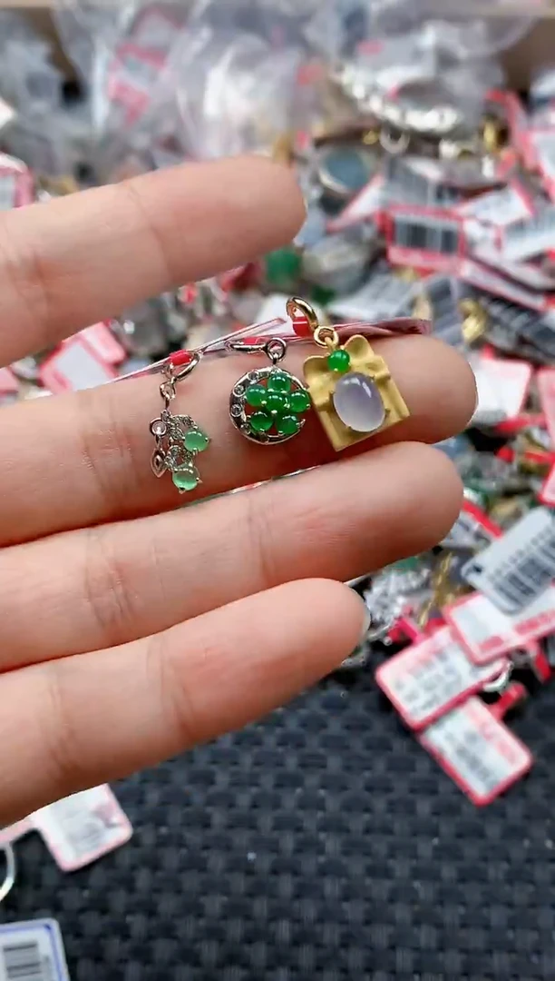 银S925镶嵌戒指翡翠天然A货缅甸翡翠