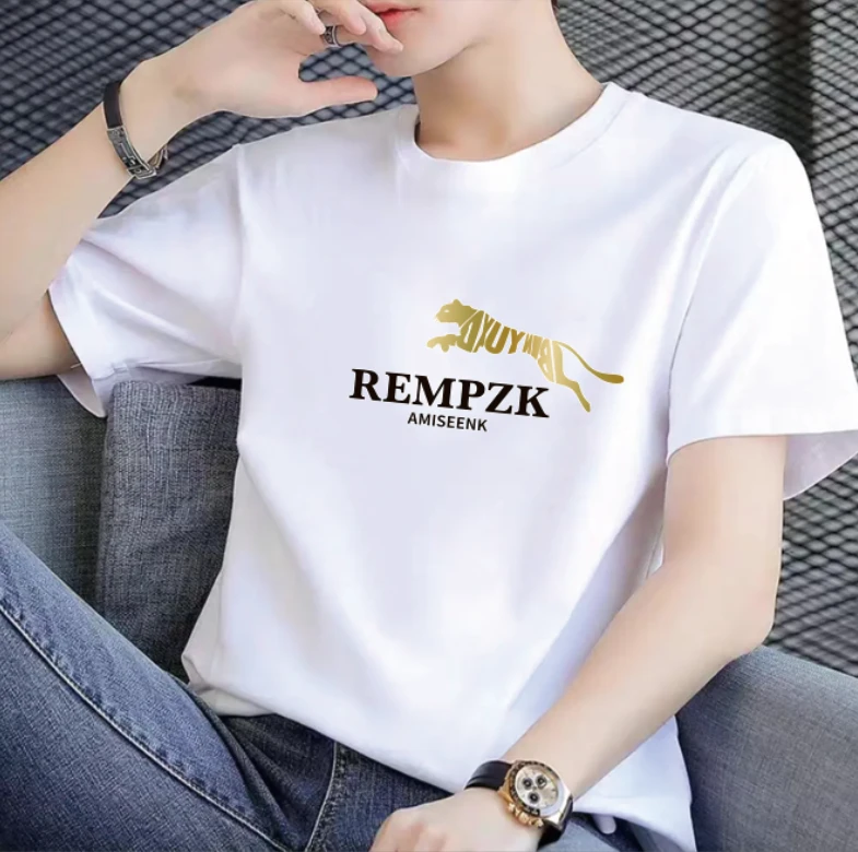 2025夏季纯棉圆领t恤宽松休闲圆领大码半袖男女时尚百搭短袖t