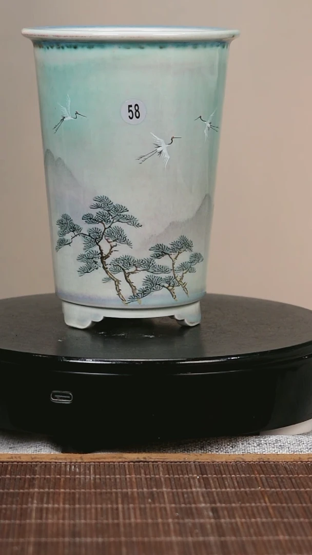 内口径7.3公分 景德镇高温手作瓷花盆