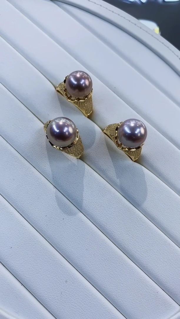 银S925镶嵌戒指淡水珍珠Y淡水戒指11-12多样性发一