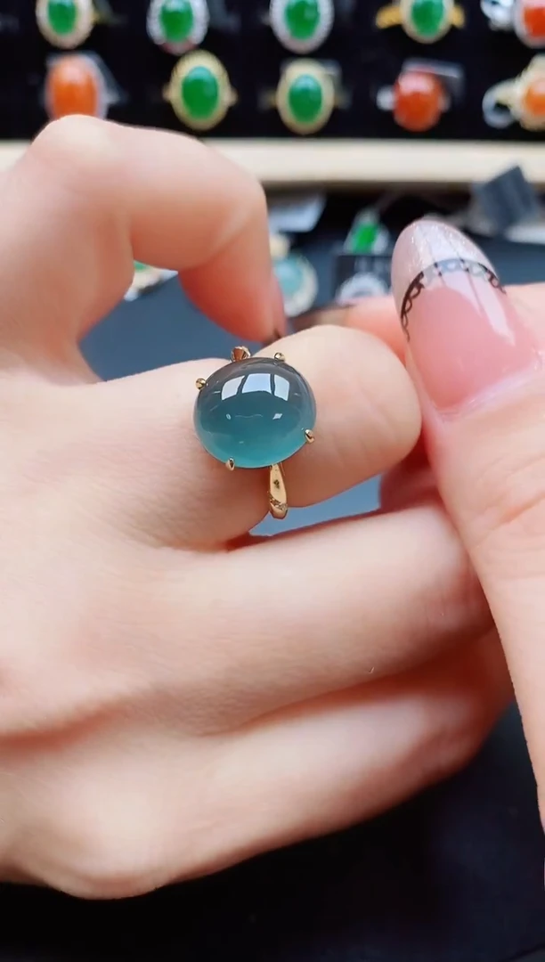 翡翠戒指银S925镶嵌508050