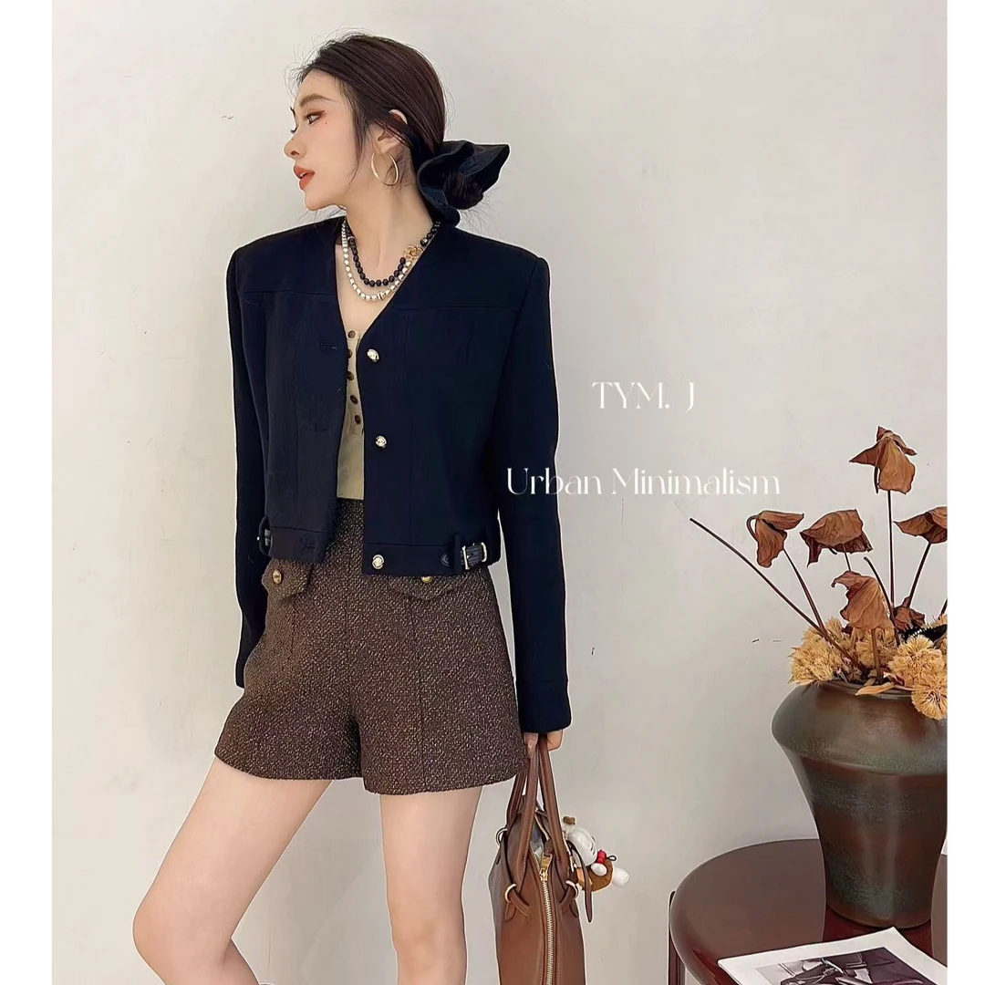 【no退no换 谨慎下单】下摆皮扣短款长袖外套 H24651