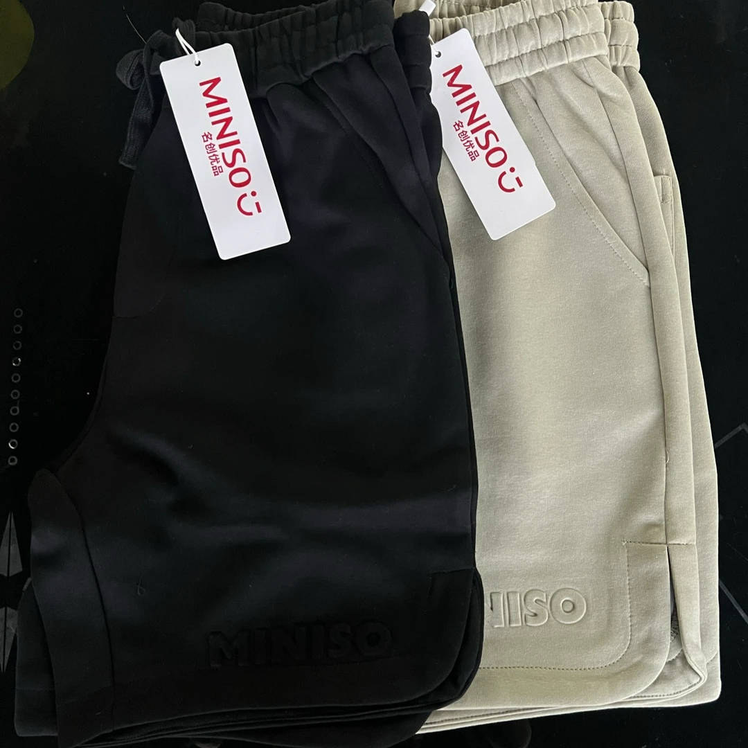 美式复古纯色字母Logo印花简约透气系带五分休闲短裤 男女同款