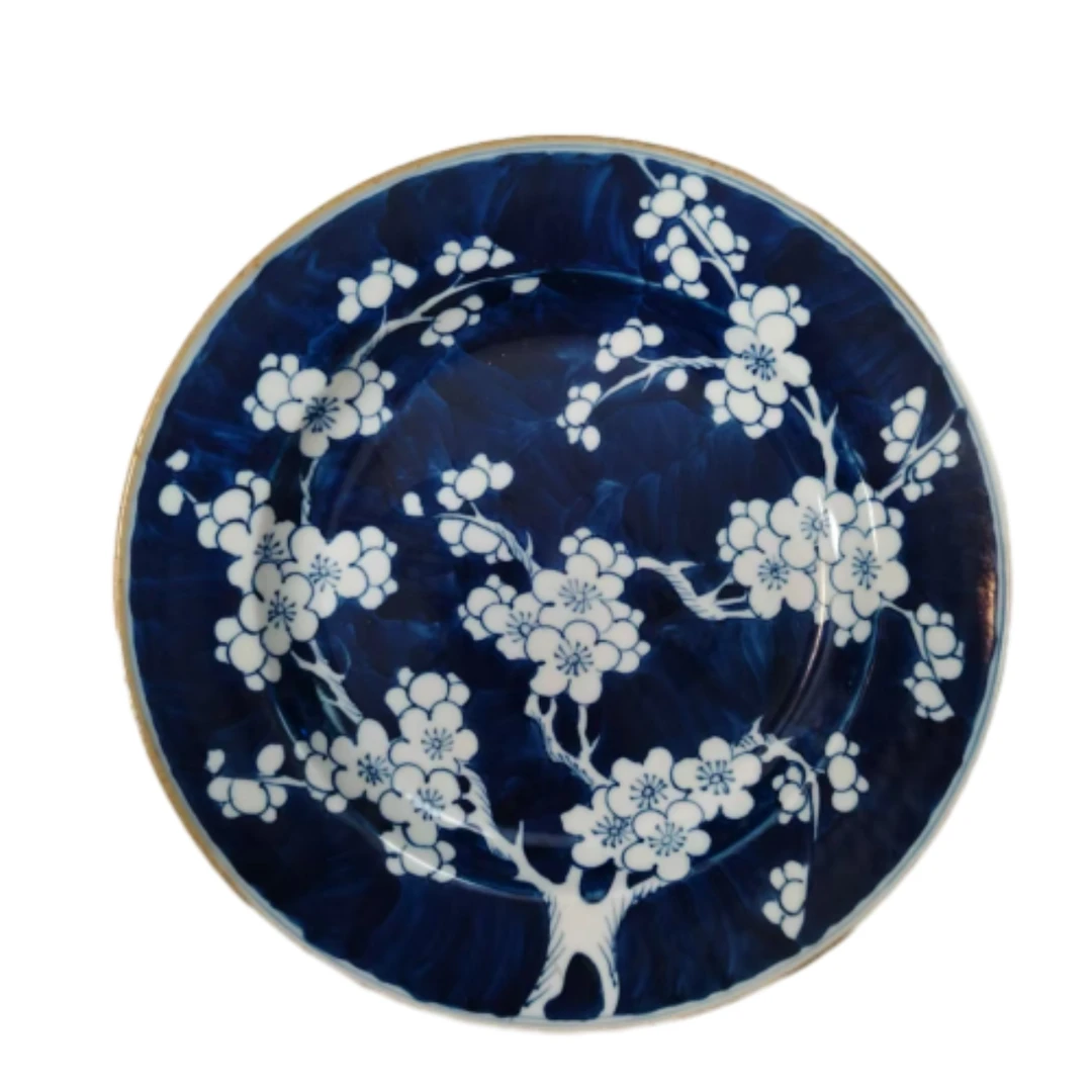 清中期吉字冰梅青花赏盘A6