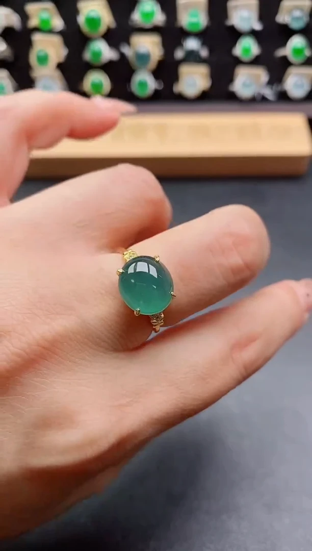 银S925镶嵌戒指翡翠1