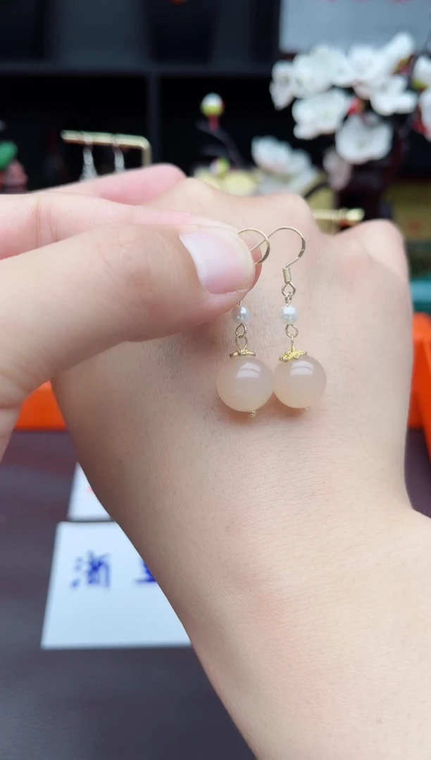 玛瑙/玉髓耳饰银S925镶嵌218000