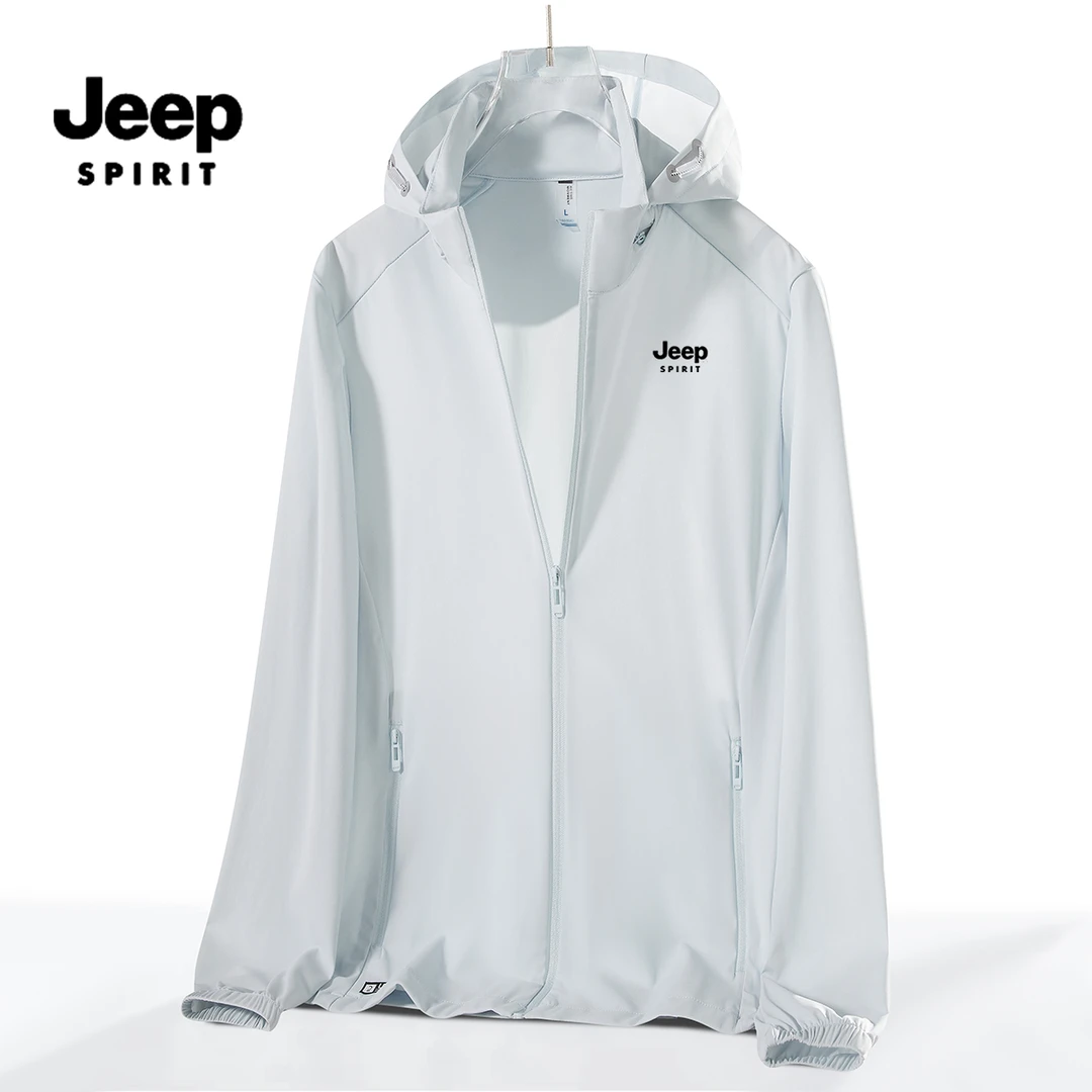 JEEPSPIRIT吉普夏季冰钛原纱防晒外套户外透气防晒衣男士钓鱼服
